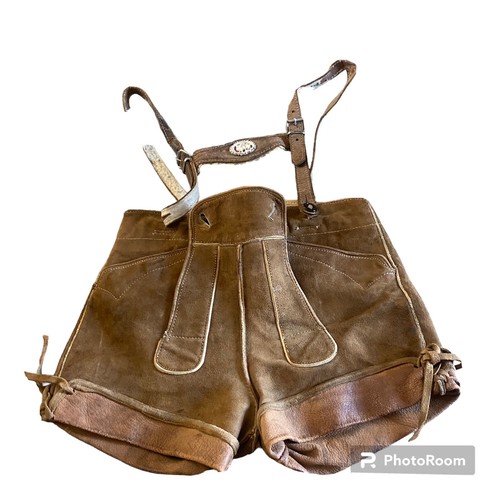 Children's Vintage Suede Leather German Lederhosen Breeches As Found Prop