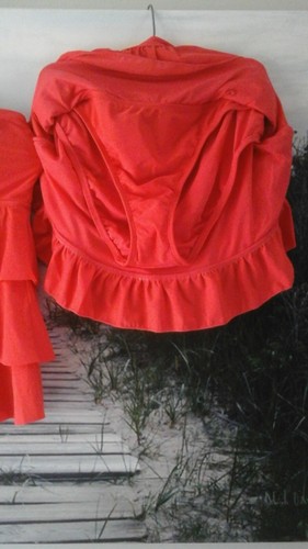 NEW Island Escape Ladies 12 Coral 2-PCE Ruffled Tankini Swimsuit - Picture 5 of 5