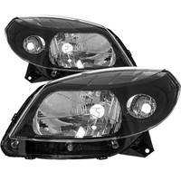 Halogen Scheinwerfer Set Links & Rechts H4 Schwarz FüR Dacia Sandero