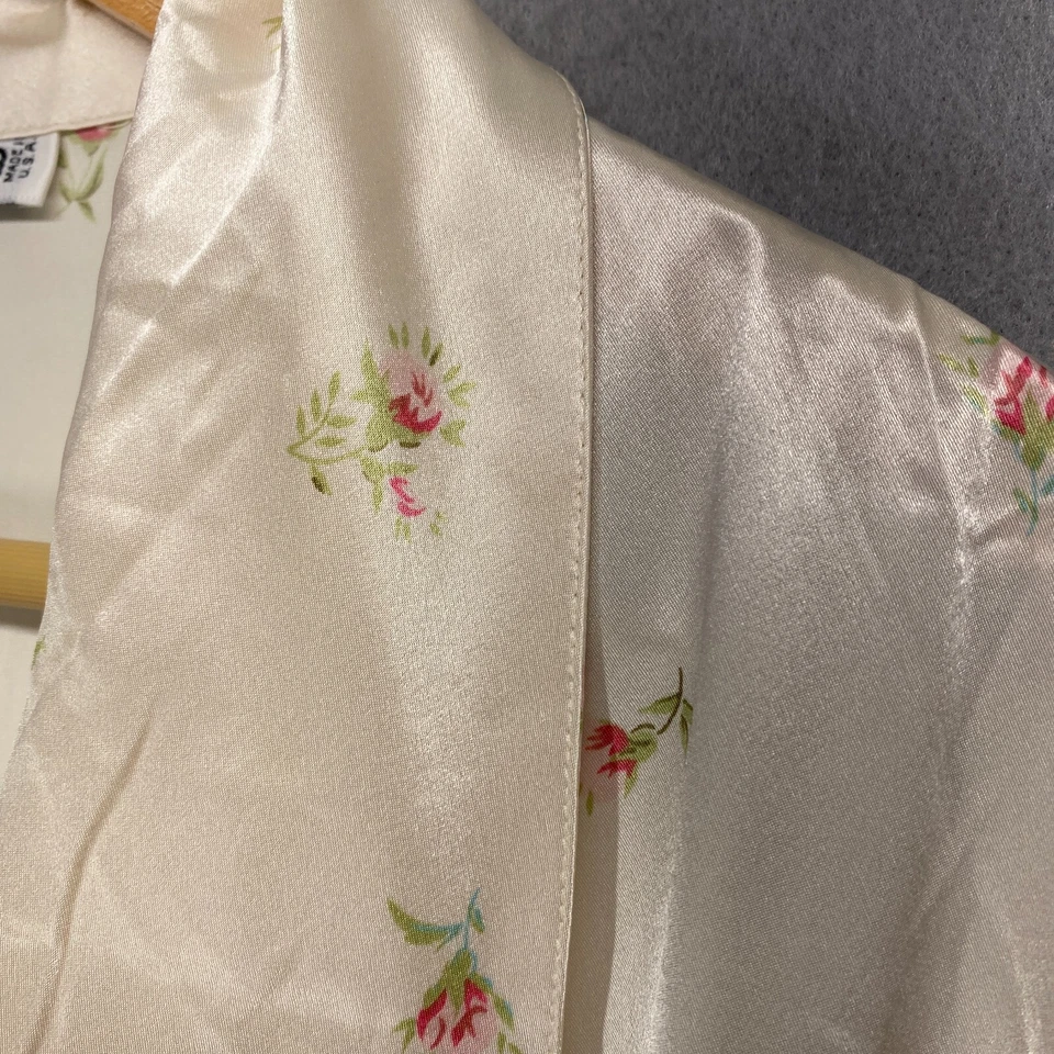 Bata De Colección Calvin Klein Mediana Marfil Floral Satén Larga Hecha en EE. UU. Foto 4 de 4