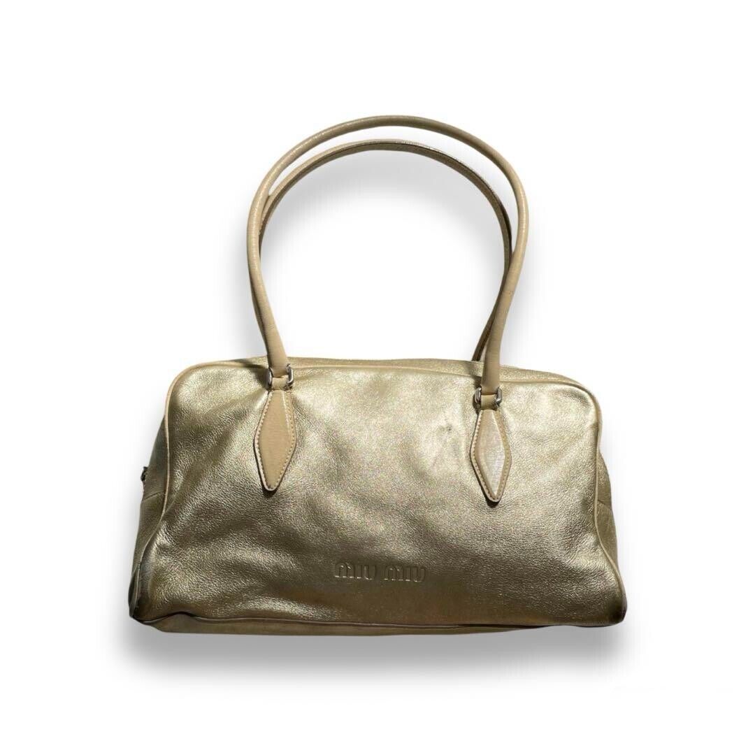 miu miu Leather Gold 90s Archive Hand bag mini Boston bag miu miu Leather Gold 90s Archive Hand bag mini Boston bag