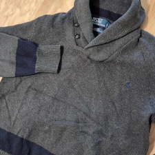 Polo Ralph Lauren Men's Pullover Size Sm Shawl Collar Sweater Heather Gray Blue