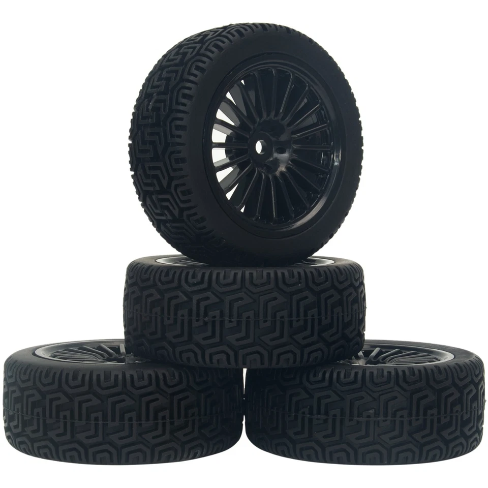 1/10 RC Car Wheels Rubber Tires For Tamiya TT-01 TT-02 HSP XV01 Rally Car - Image 2 of 4