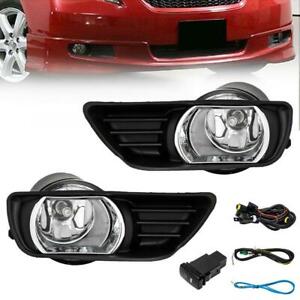 Front Fog Light Kit Set Fit 07-09 Toyota Camry Clear Lens Bezel Switch Wire Bulb