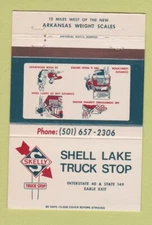 Matchbook Cover - Shell Lake Truck Stop Skelly oil gas West Memphis AR 40 Strike