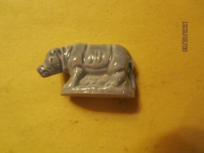 Vintage Wade Whimsies Red Rose Tea Blue Rhino Figure Made in England