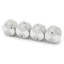 4x Guitar Knob Aluminum Alloy Electronic Control Potentiometer Audio Knob Silver