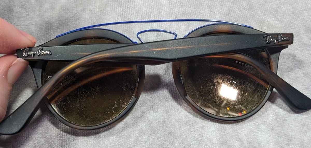 Ray-Ban 4256 Round Tortoise Sunglasses With Blue Accents And Lilac Mirror Lenses Ray-Ban 4256 Round Tortoise Sunglasses With Blue Accents And  main image 2