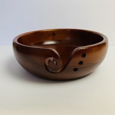 Loops Threads Dark Mango Wood Yarn Bowl - Large 9" x 3" Made in India