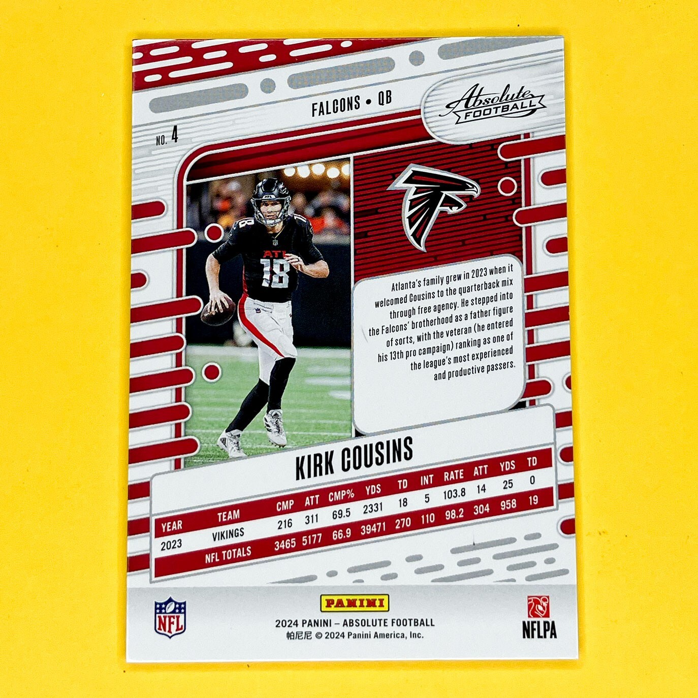 2024 Panini Absolute - Kirk Cousins #4 Spectrum Red /125 for sale ...