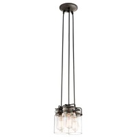 Pendelleuchte Deckenlampe HäNgeleuchte Stahl Glas Bronze D 21,6Cm Esszimmerlampe