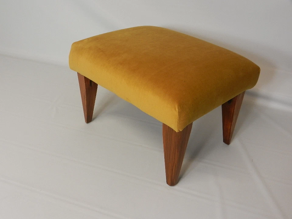 Art Deco Footstools with Solid Wood Legs - Image 3 of 4