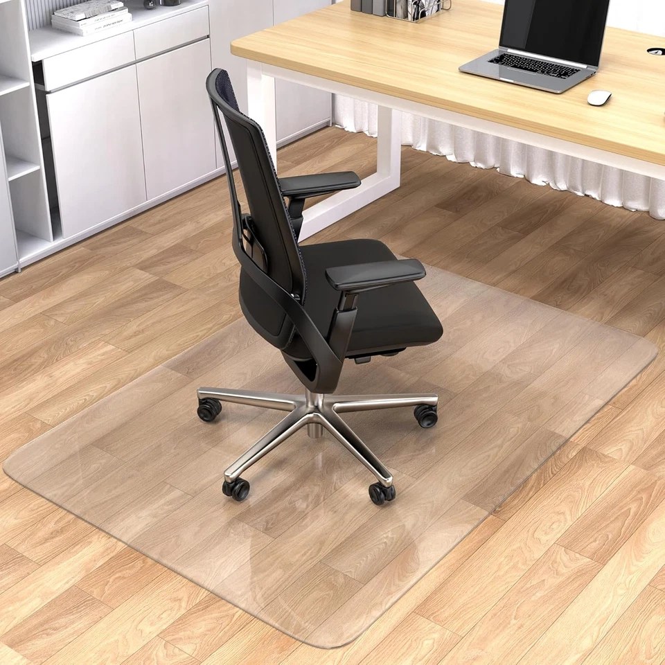 BESWIN Office Chair Mat for Hard Floors Transparent, 90X120Cm PVC Hard Floor Protection