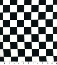 Black White Racing Check 36 x 44 W Fabric Quilting Cotton Fast Shipping