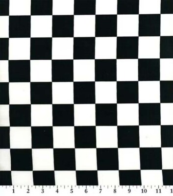 Black & White Racing Check 36 x 44 W Fabric Quilting Cotton Fast Shipping