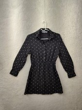 Zara Women Dress Extra Small Black 100% Viscose Long Sleeve Casual Mini Fit