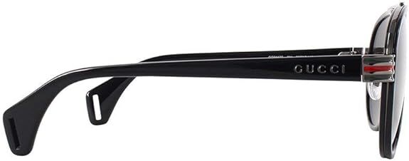Gucci GG0447S - 001 Unisex Designer Pilot Sunglasses Black / Grey