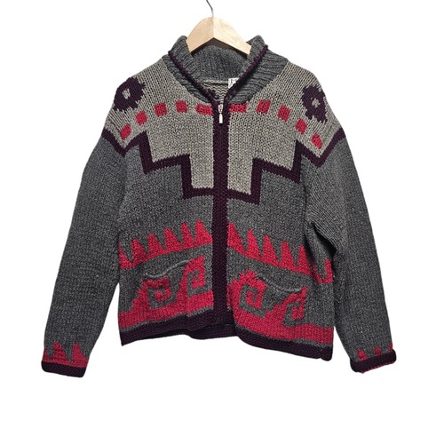 Cardigan vintage FIELD GEAR con zip Southwestern taglia P/L misto lana di agnello - Foto 6 di 6