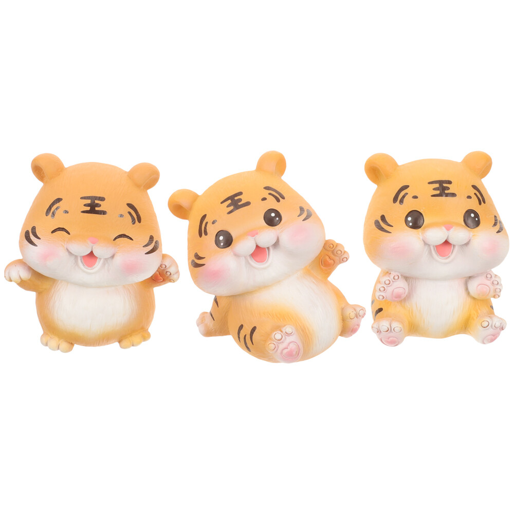 3 Pcs Indoor Resin Craft Adornment Plush Piggy Bank Cat Statue