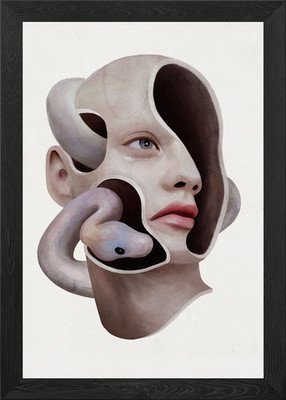 Gerahmtes Wandbild Schlange im Gesicht Poster Leinwanddruck Bild