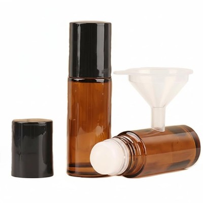 Cchenxxi 2 Pcs 30ml Amber Glass Roll On Bottles - Empty Refillable...