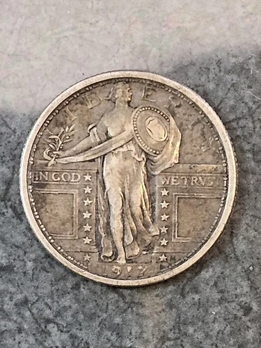 1917-P Standing Liberty Quarter Dollar 25c Silver Coin SLQ Type 1 - FULL HEAD FH