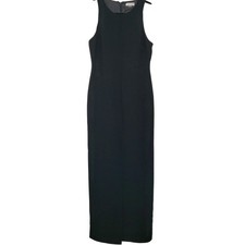 Calvin Klein Black Gown Long Sleeveless Round Neck Keyhole Dress Sz 6-8