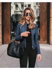 Womens Jacket Blazer Slim Fit Light Weight DARK BLUE MEDIUM