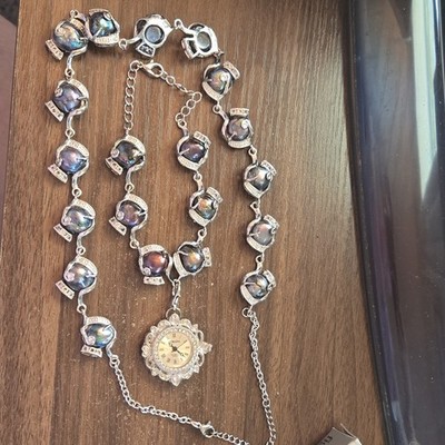 Vintage Strada Quartz Watch Chain Ladies Diamond Ladies Watch with necklace 