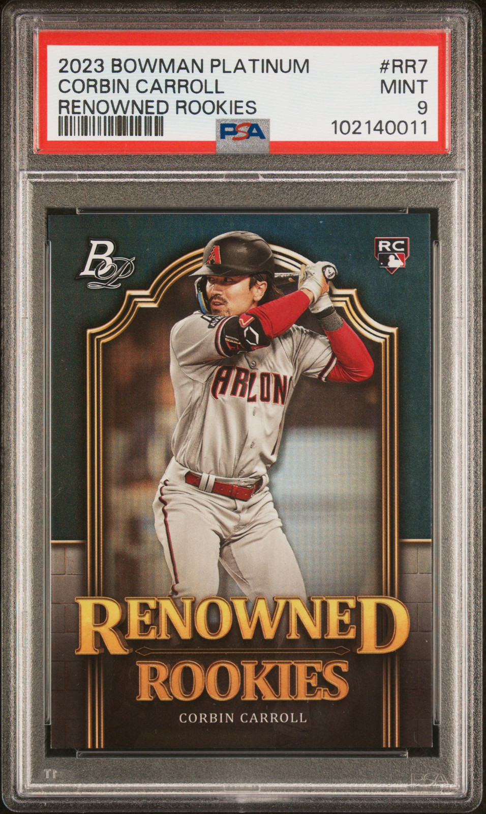 2023 BOWMAN PLATINUM RENOWNED ROOKIES #RR7 CORBIN CARROLL ROOKIE RC PSA 9