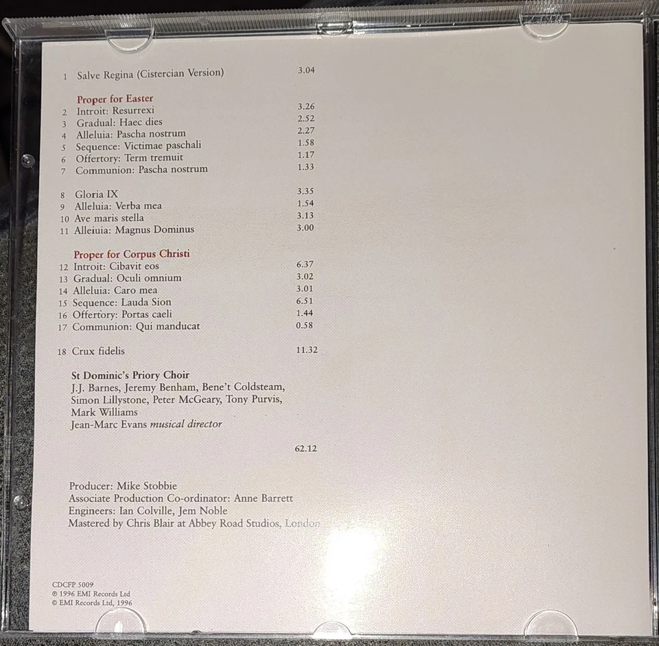 Unforgettable Classics - Gregorian Chant - St. Dominic's Priory Choir (CD, 1996) - Image 2 of 4