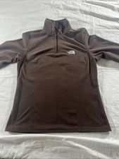 The North Face Women s Small TKA 100 Brown 1/4 Zip Fleece Light Pullover STAIN