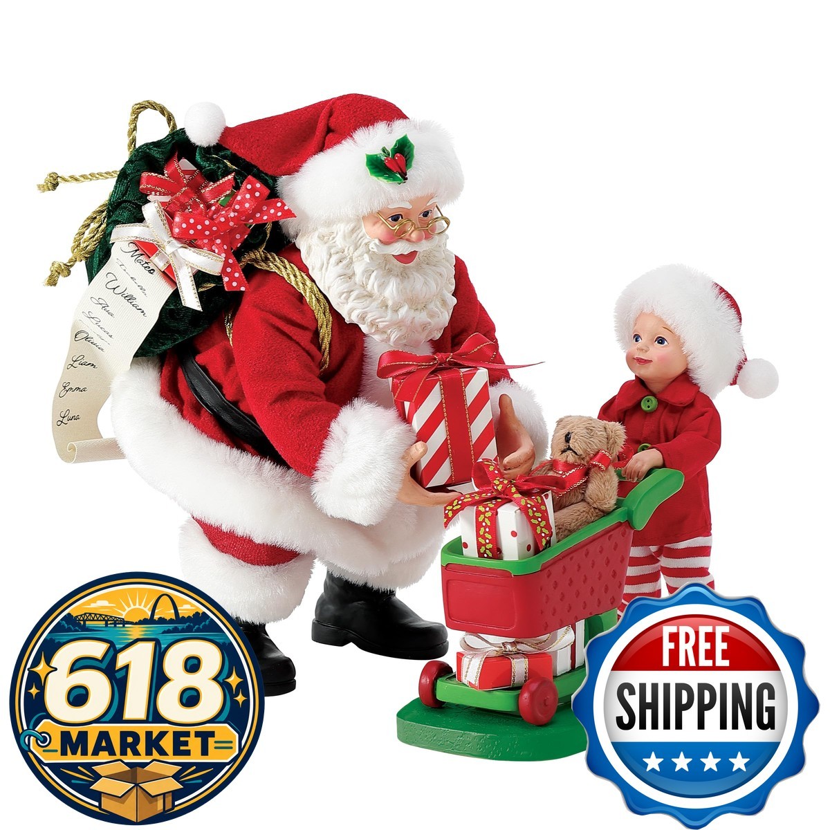 Department 56 Possible Dreams Santa & Little Shopper 2-Piece Set 9 Inch