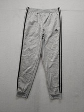 Adidas Boys Jogger XL Gray Heather Striped Pull On Elastic Waist Logo Sweatpants
