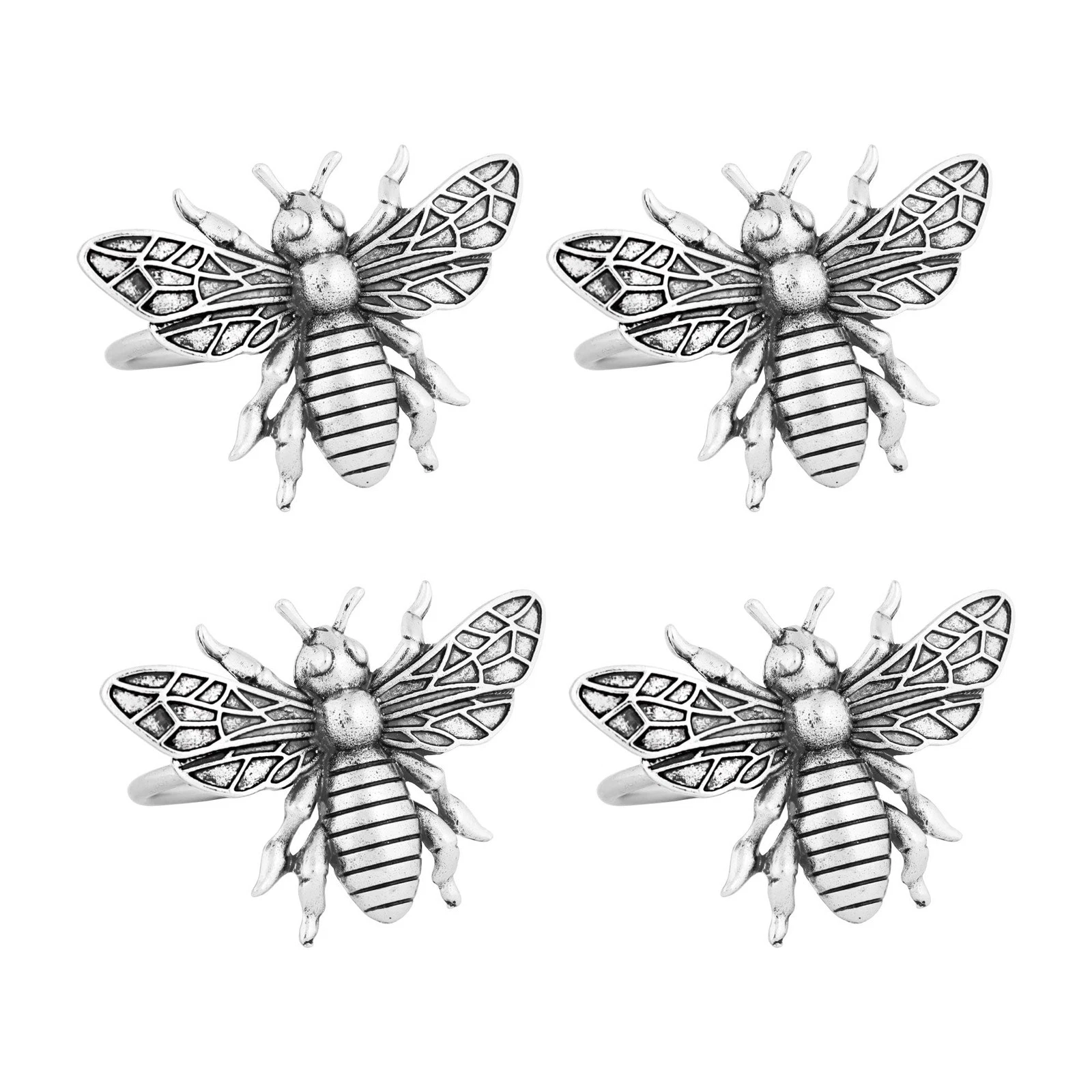 UPware Bee Napkin Rings, Alloy Figurine with Stainless Steel Ring, for Dining...