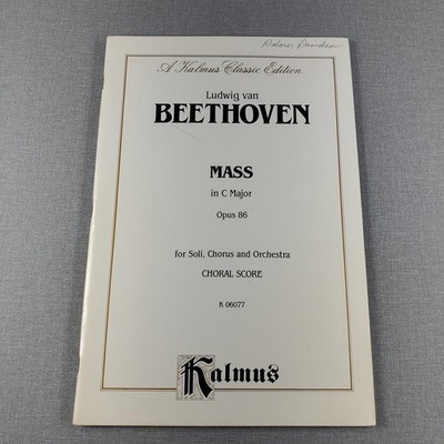 Beethoven Mass in C Major Op 86 Choral Score Kalmus