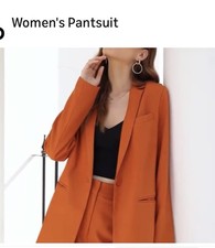 Kirundo Women's 2 piece suit -One-Button Blazer Terracotta, L Burnt orange New