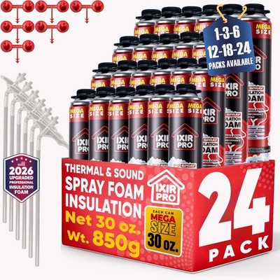 Mega Size Spray Foam Insulation Can (24x30 oz. / 850 g) 600 Board ft/sq