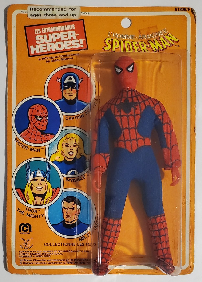 Vintage 1979 Mego Spider-Man Figure Super Heroes French Card MOC
