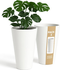 Vaso Alto per Interni E Terrazze Da Interni in Plastica Da 30 Cm (Confezione 2 B