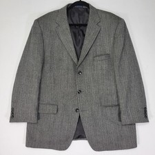 Stafford Essentials Men's Sport Coat Blazer Three Button Gray Herringbone 44R