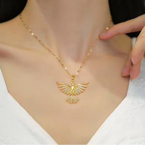 Authentic 18K Gold Plated Phoenix Zircon Pendant Necklace Bird Clavicle Ch