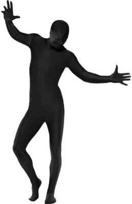 Smiffys Herren Second Skin Kostüm in schwarz, Body Suit mit Bauchtasche, Größe: L