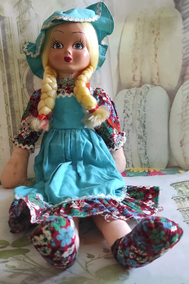 Bambola di pezza Vintage.  Anni 70. Altezza 50 cm.  - Immagine 3 di 4