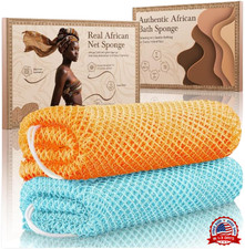 African Net Sponge Authentic 2 Pieces Gentle Exfoliating Body Scrubber Bath Spon