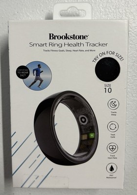 Brand New Brookstone Smart Ring Health Tracker Black, Size 10,Waterproof, Sealed