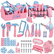 Kids Tool Set, 48PCS Toddler Tool Set with Electronic Toy Drill  Kids Tape M...