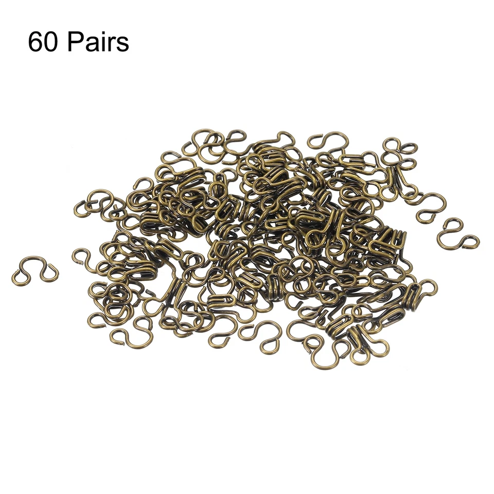 60 un. 11.7mm Ganchos de Costura y Cierre de Ojos para Sujetador Pantalones Falda Vestido, Bronce Foto 3 de 4