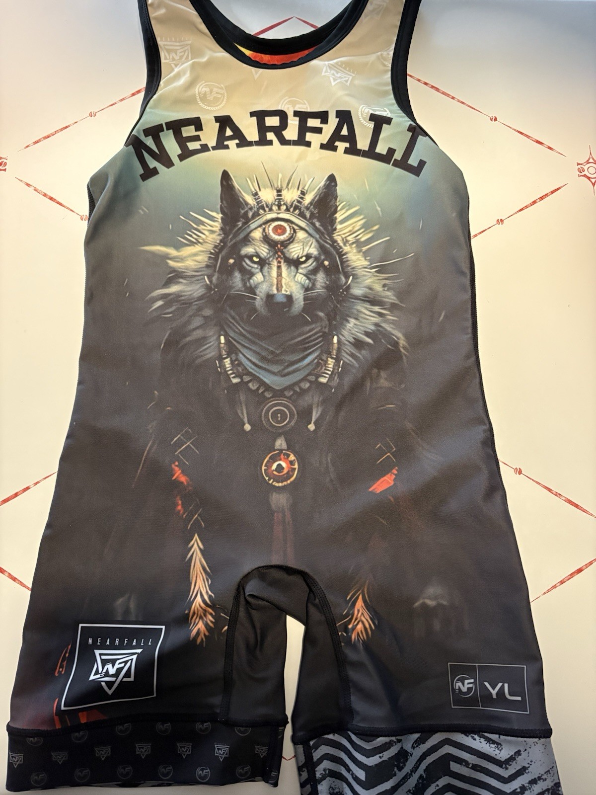 Nearfall USA Singlet Size: YL Reversible Gently Used See Pics! Wolf And Warrior!