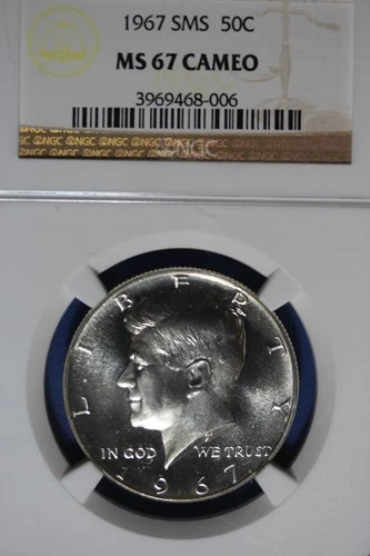 1967 SMS NGC 50C MS67 CAMEO KENNEDY HALF DOLLAR #B50649